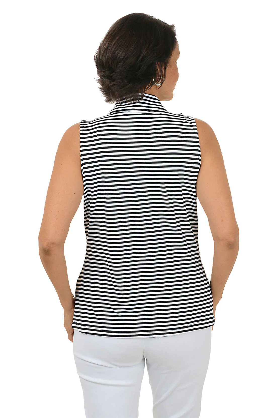 Striped UPF50+ Sleeveless Zip Top - Image 3