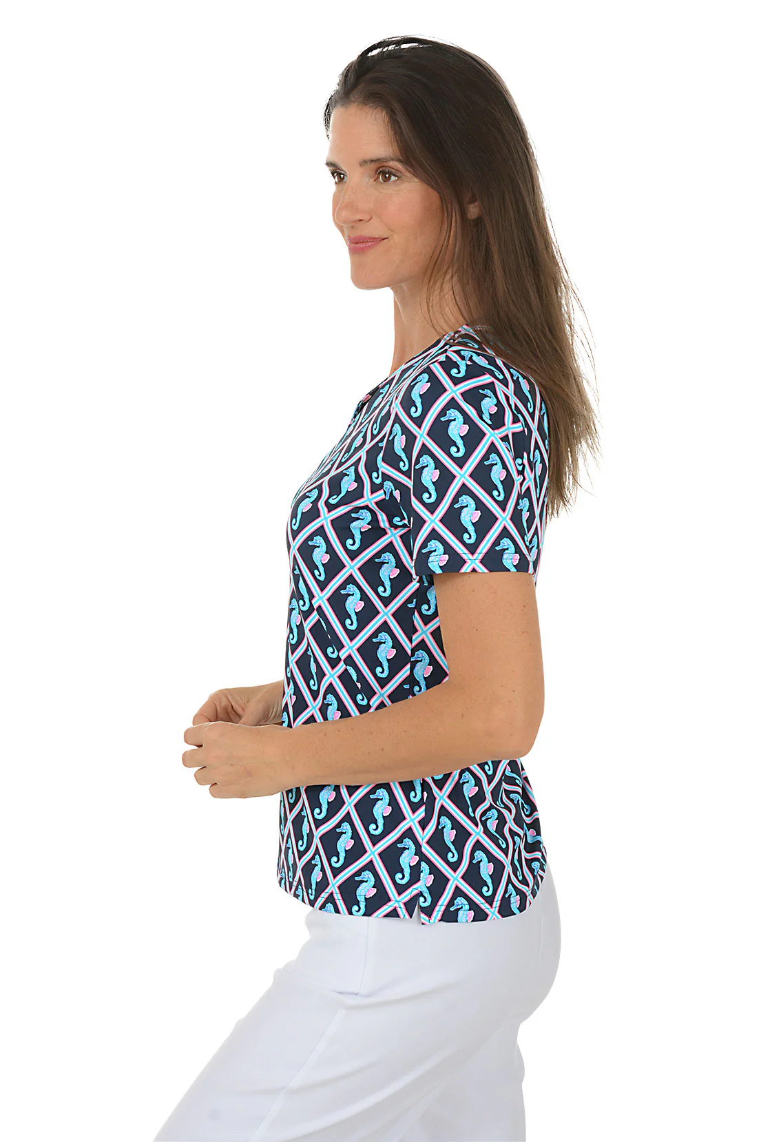 Seahorse Diamonds UPF50+ V-Neck Short Sleeve Top - Image 3