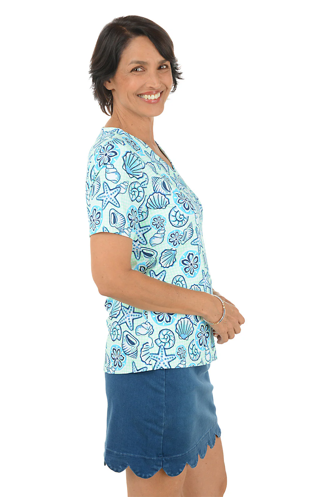 Green Beach Picnic UPF50+ V-Neck Short Sleeve Top - Image 2