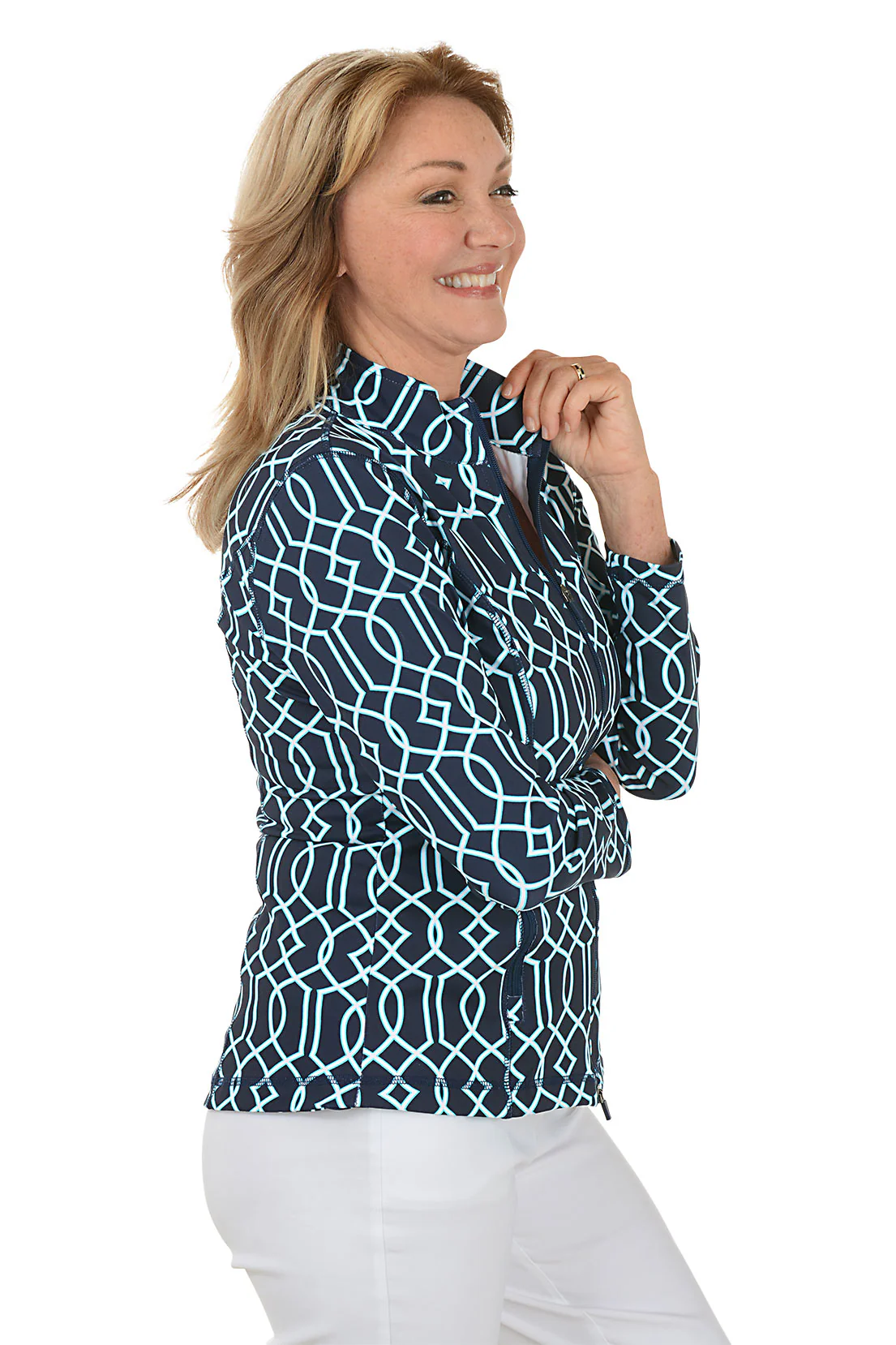 Navy Lattice UPF50+ Athletic Zip Jacket - Image 2