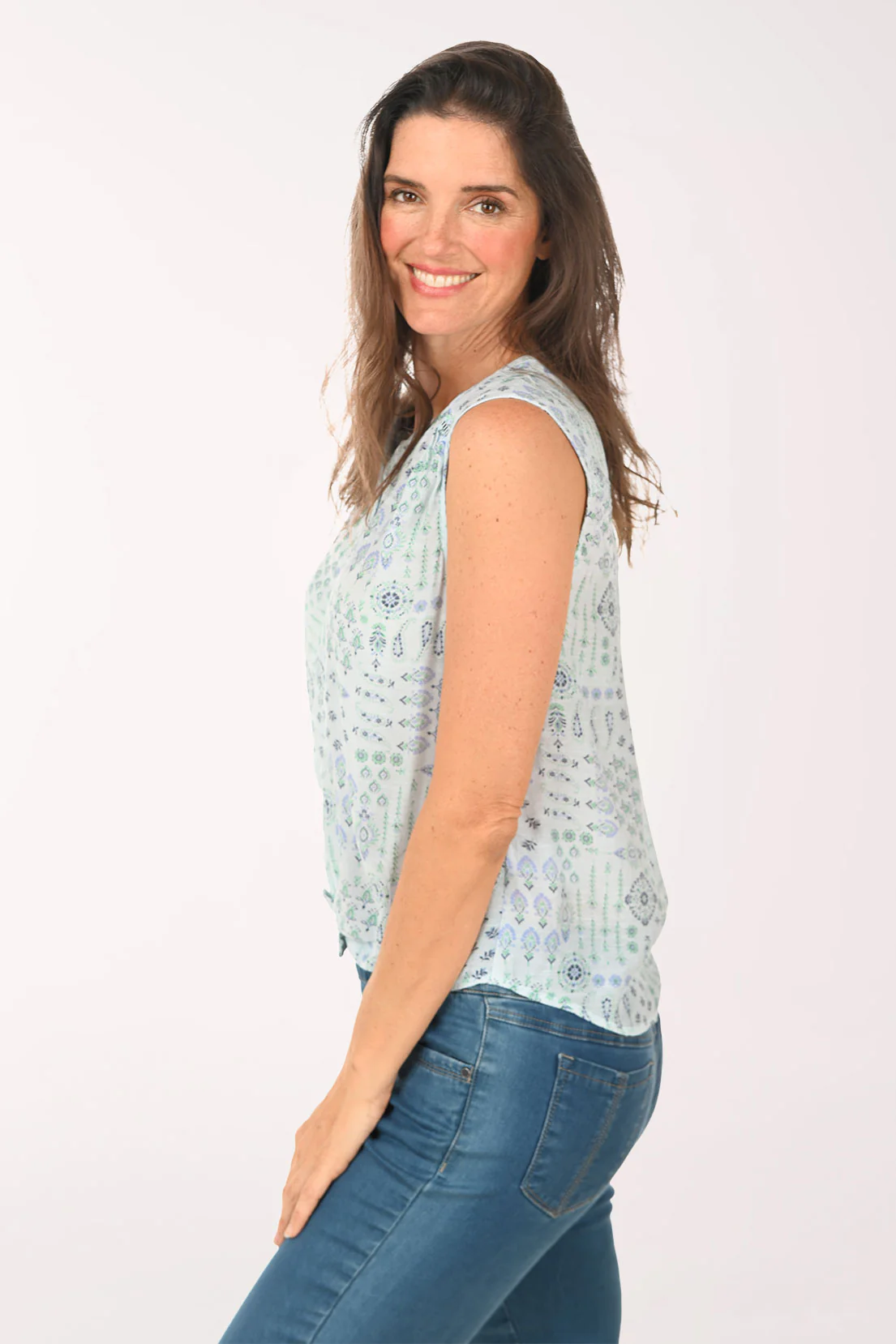 Garden Party Button-Front Sleeveless Blouse - Image 2