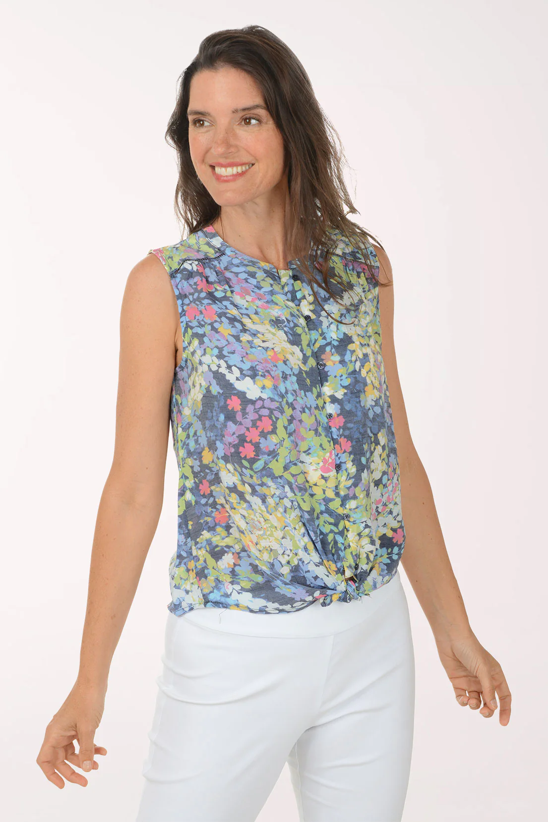Ivy Garden Button-Front Sleeveless Blouse - Image 4