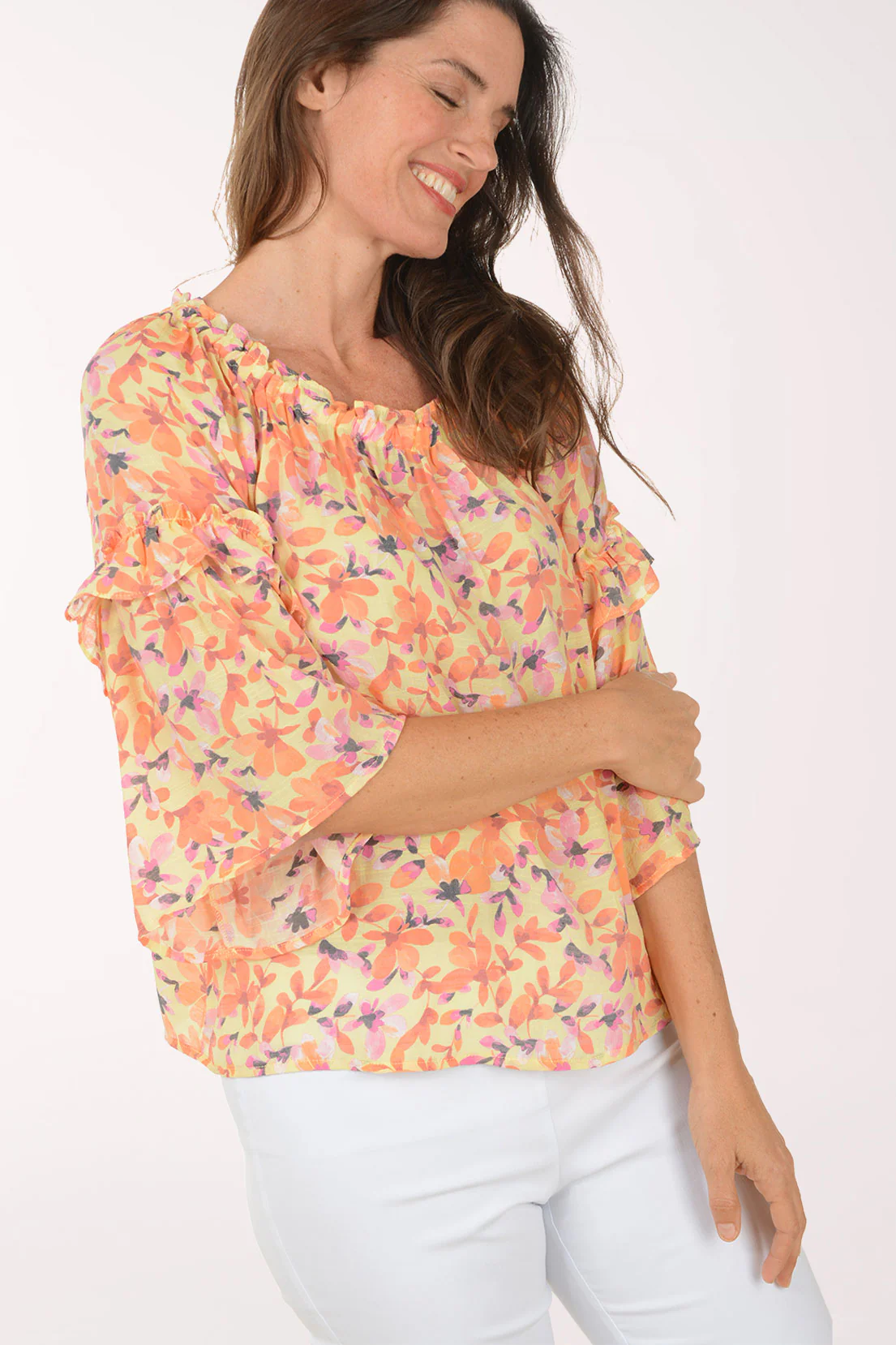 Lemon Petals Ruffled Bell Sleeve Blouse - Image 4