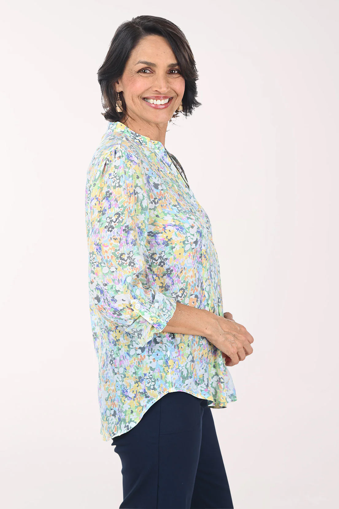 Wildflowers Pleated Roll Sleeve Blouse - Image 3