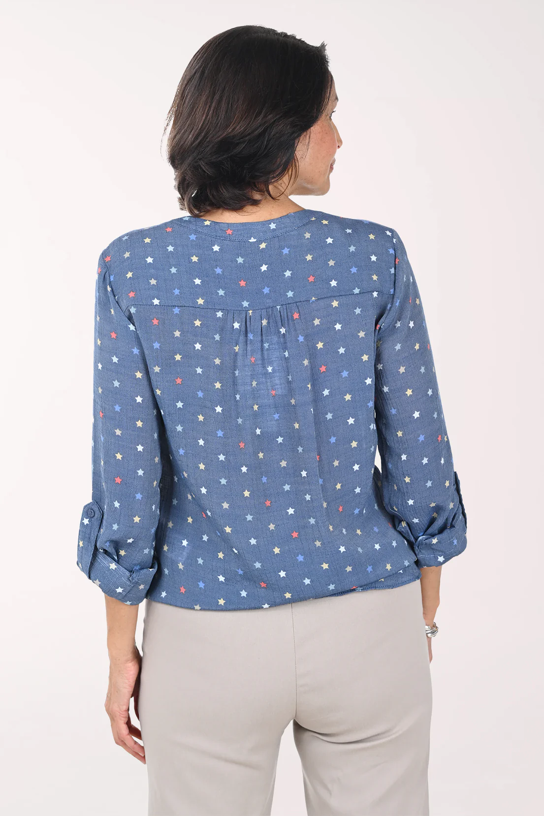 Americana Navy Stars Button-Front Blouse - Image 4