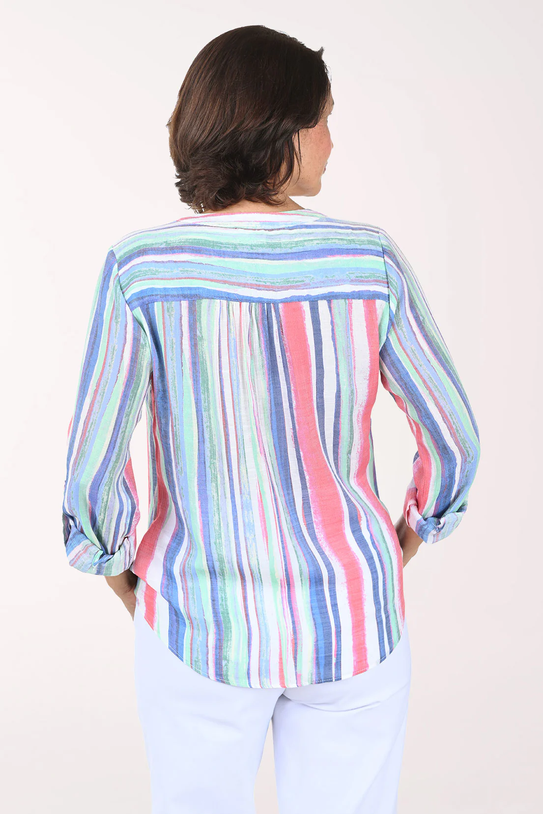 Bright Stripes Button-Front Blouse - Image 4