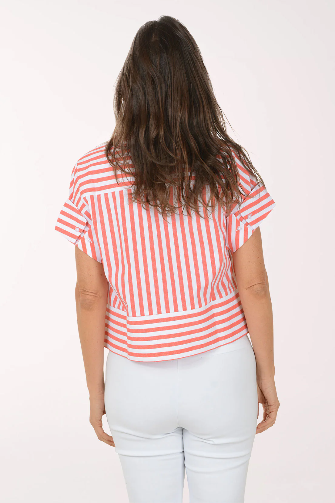 Striped Boxy Short Dolman Sleeve Shirt - Image 3