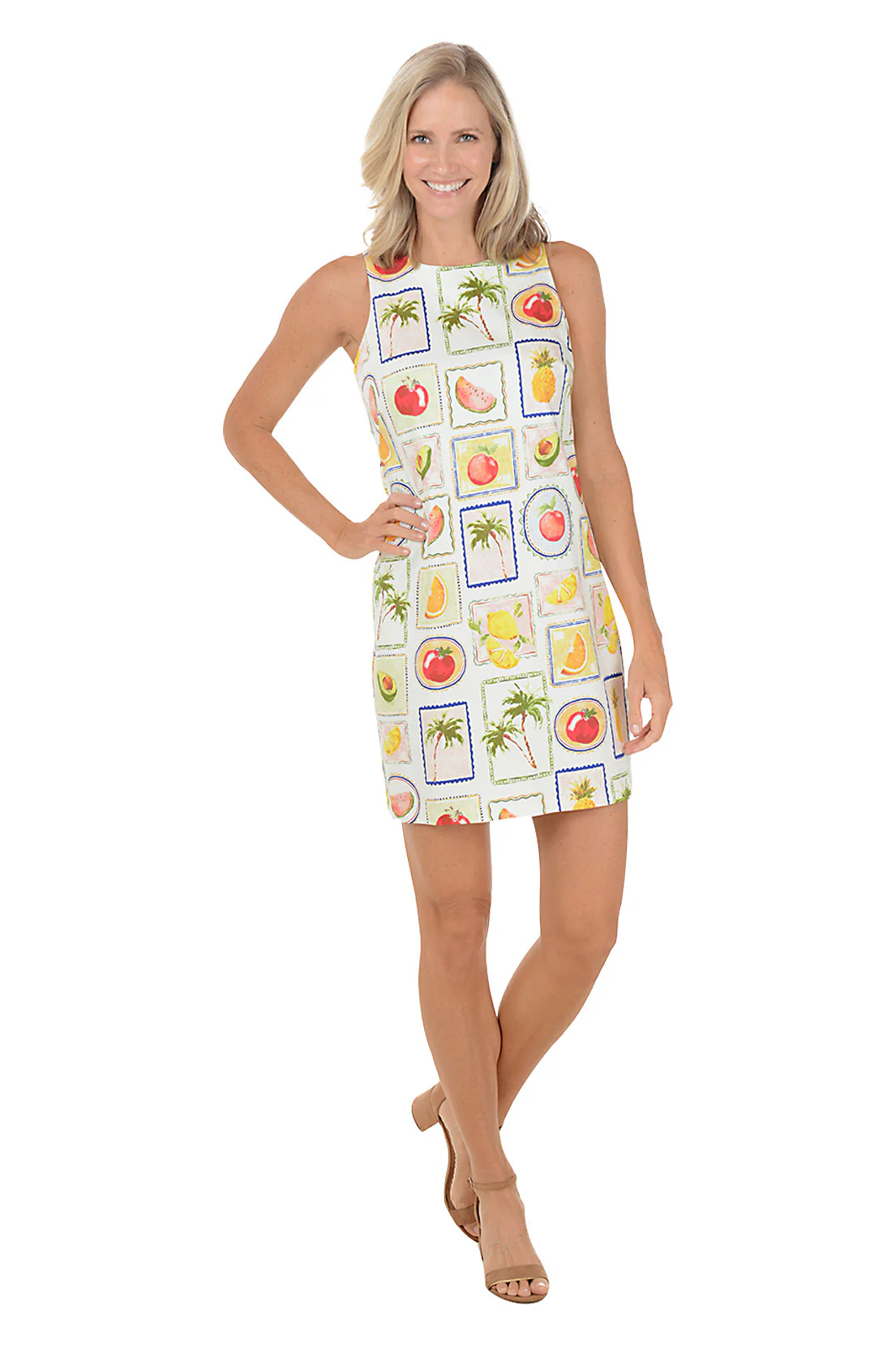 White Fruitopia Sleeveless Shift Dress - Image 4