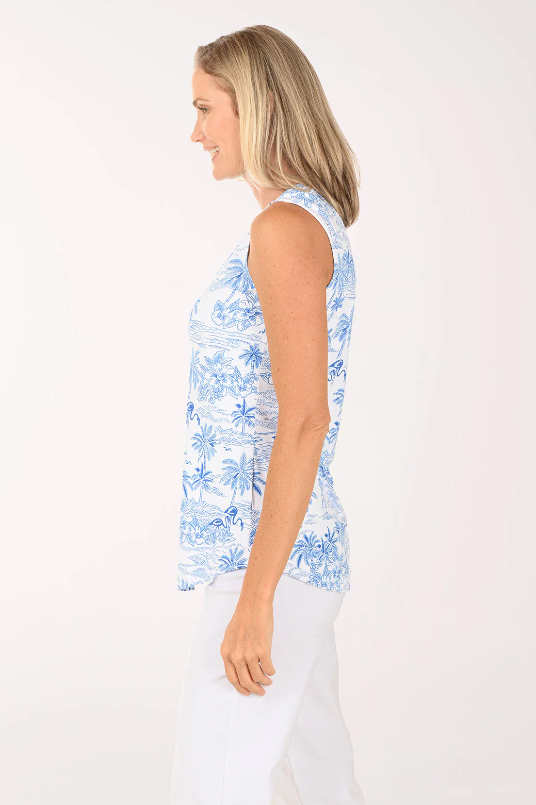 Flamingo Lighthouse UPF50 Sleeveless Split Neck Top - Image 2