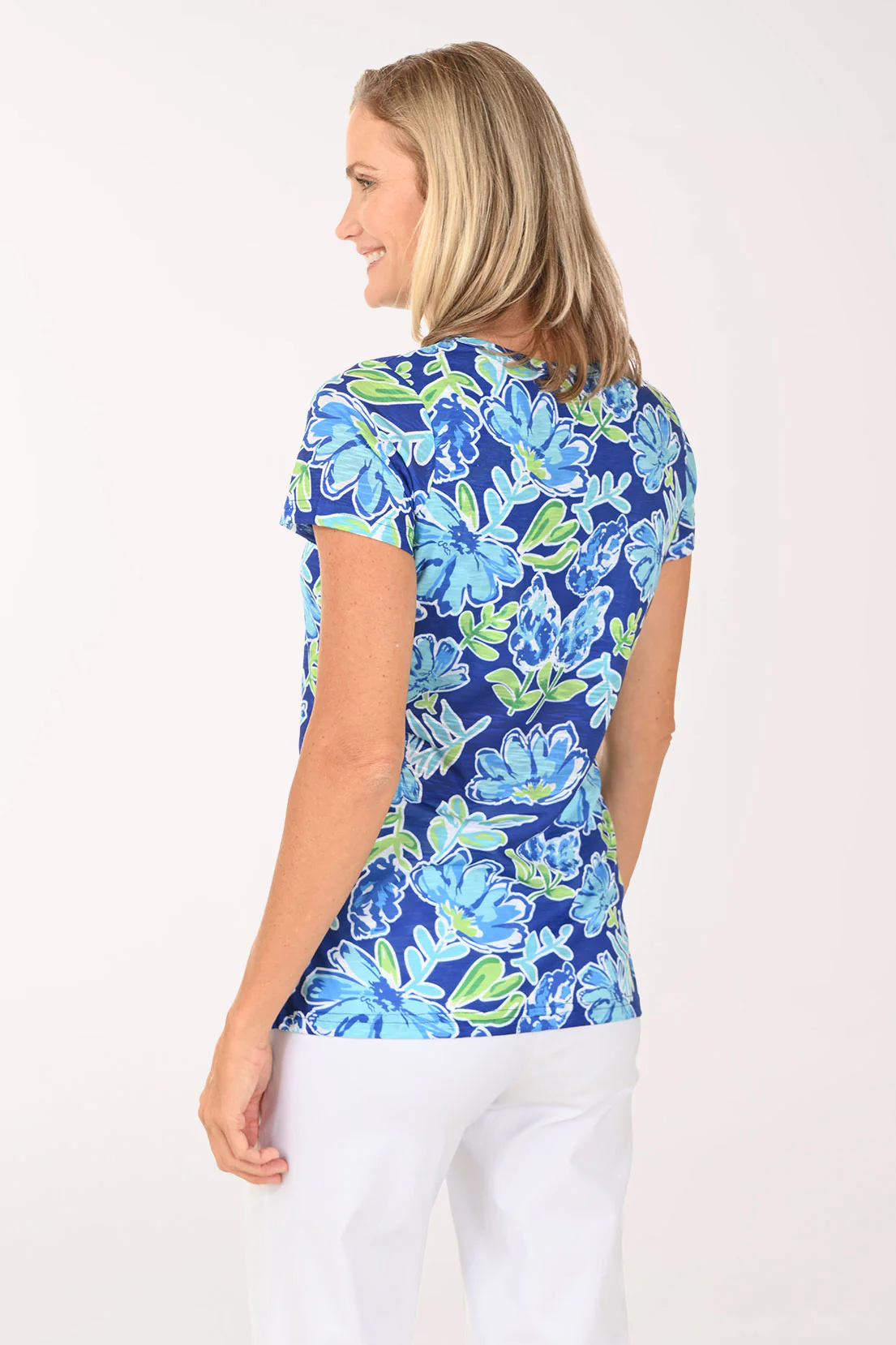 Blue Hydrangeas V-Neck Tee - Image 3