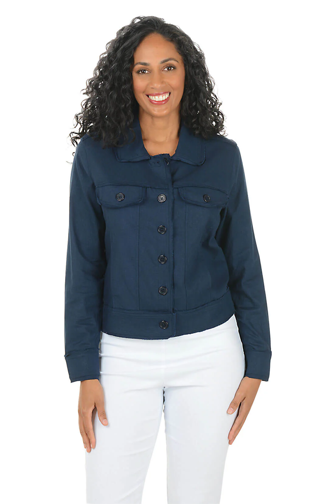 Button-Front Frayed Jacket - Image 8