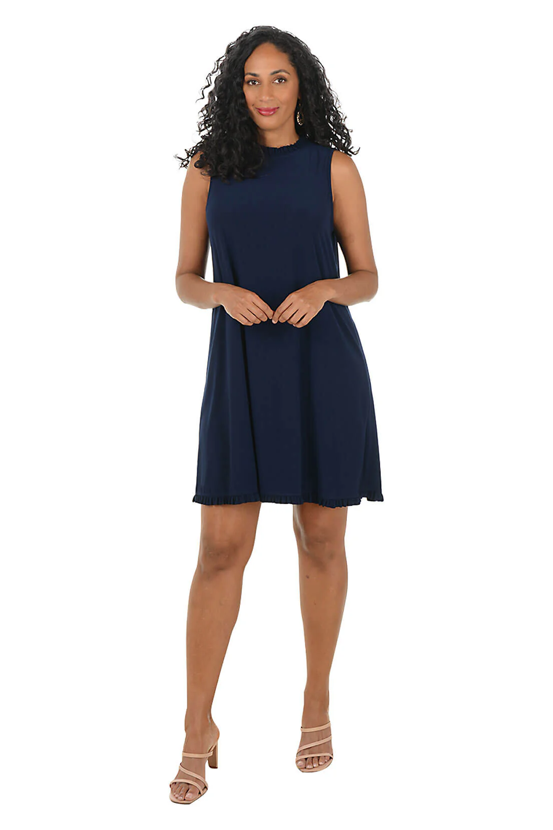 Ruffled Trim Sleeveless Dress