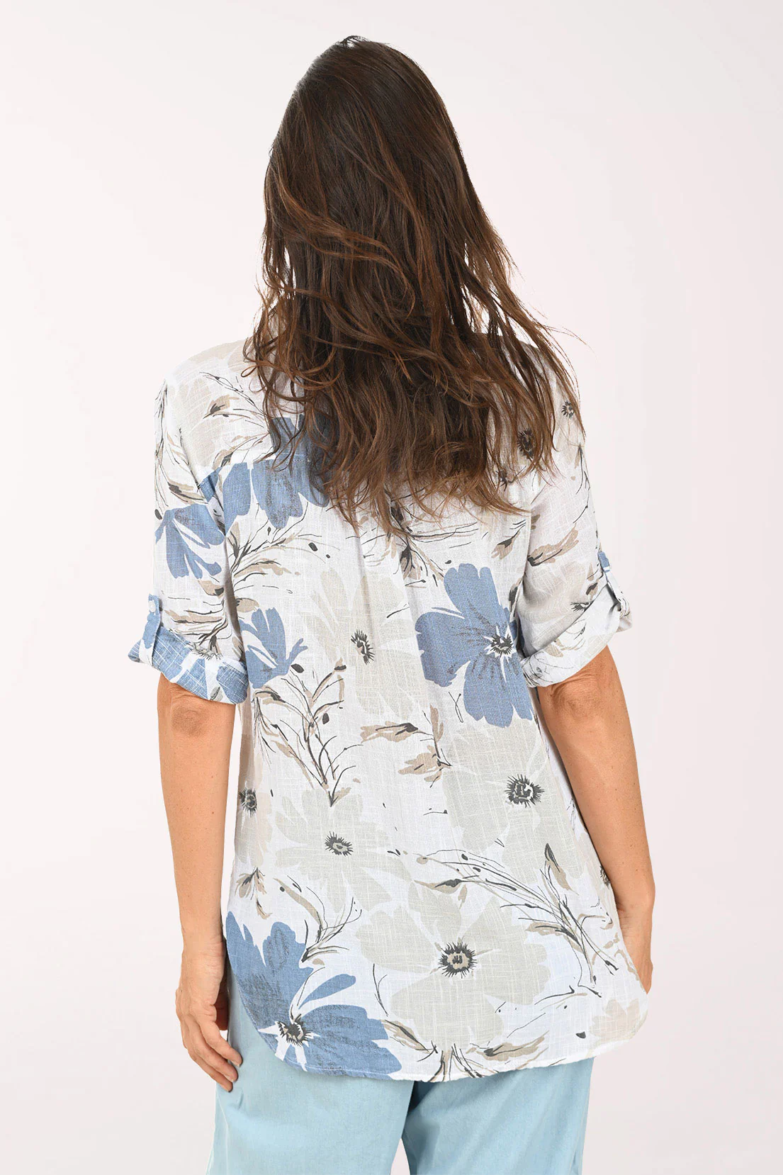 Pressed Flowers Gauze High-Low Shirt - Image 3