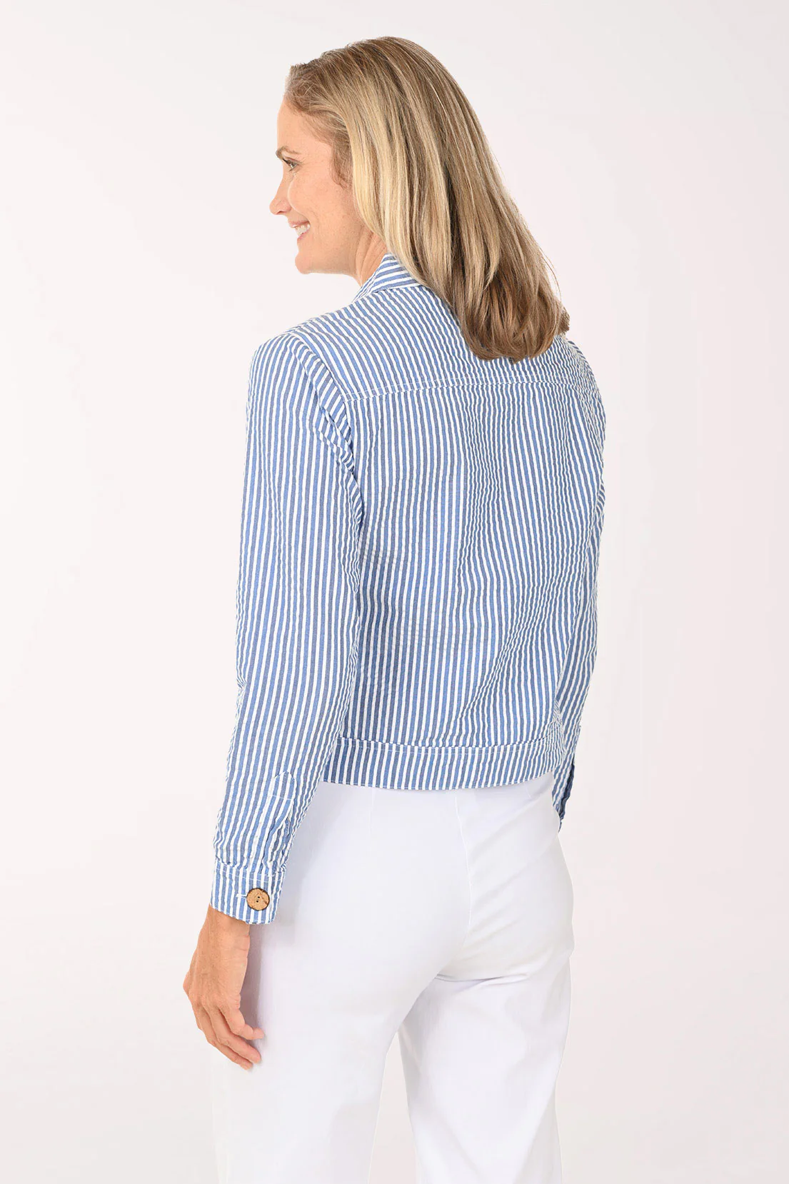 Striped Cotton Seersucker Jacket - Image 3