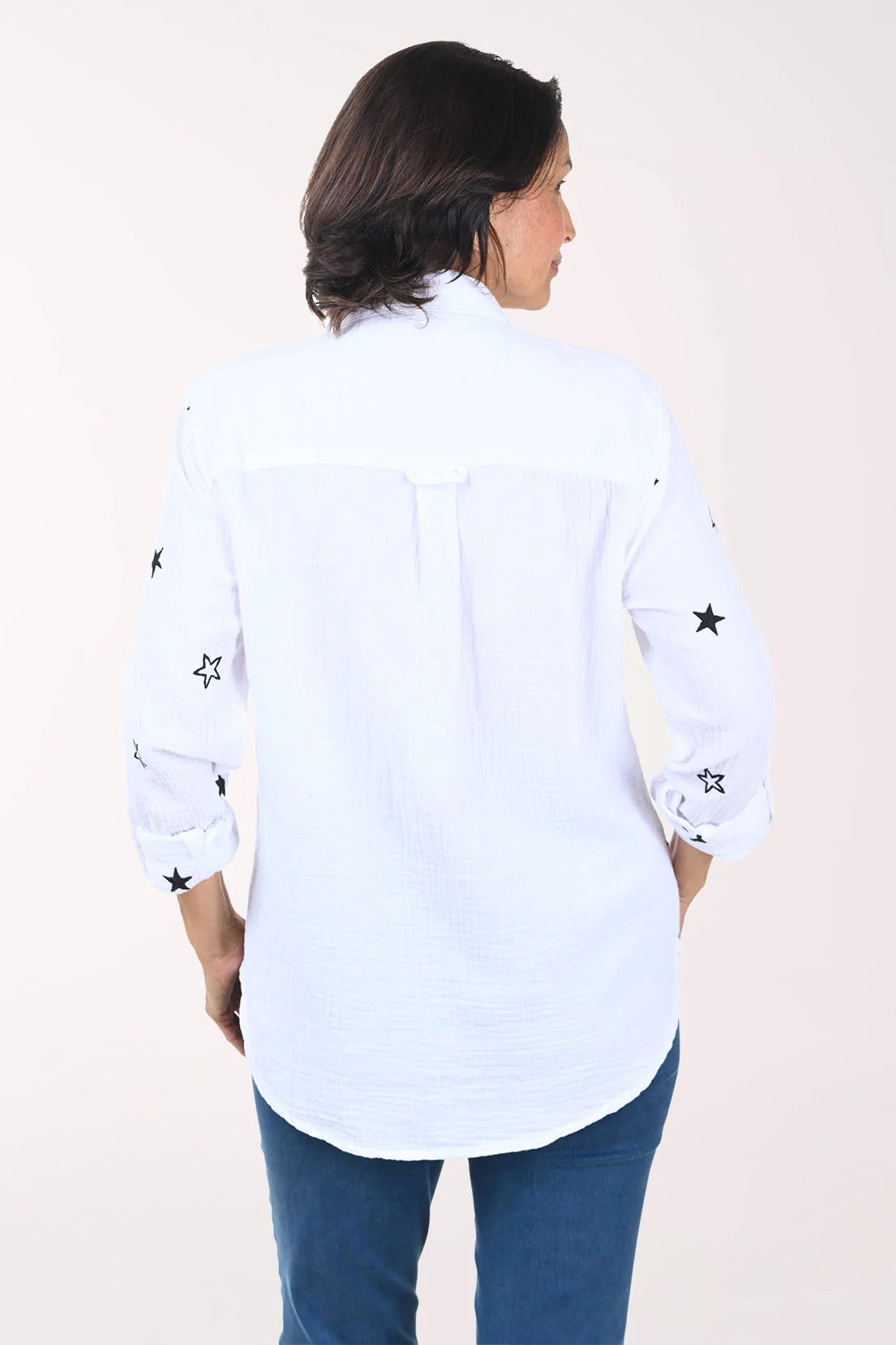 Embroidered Stars Bubble Gauze Shirt - Image 4