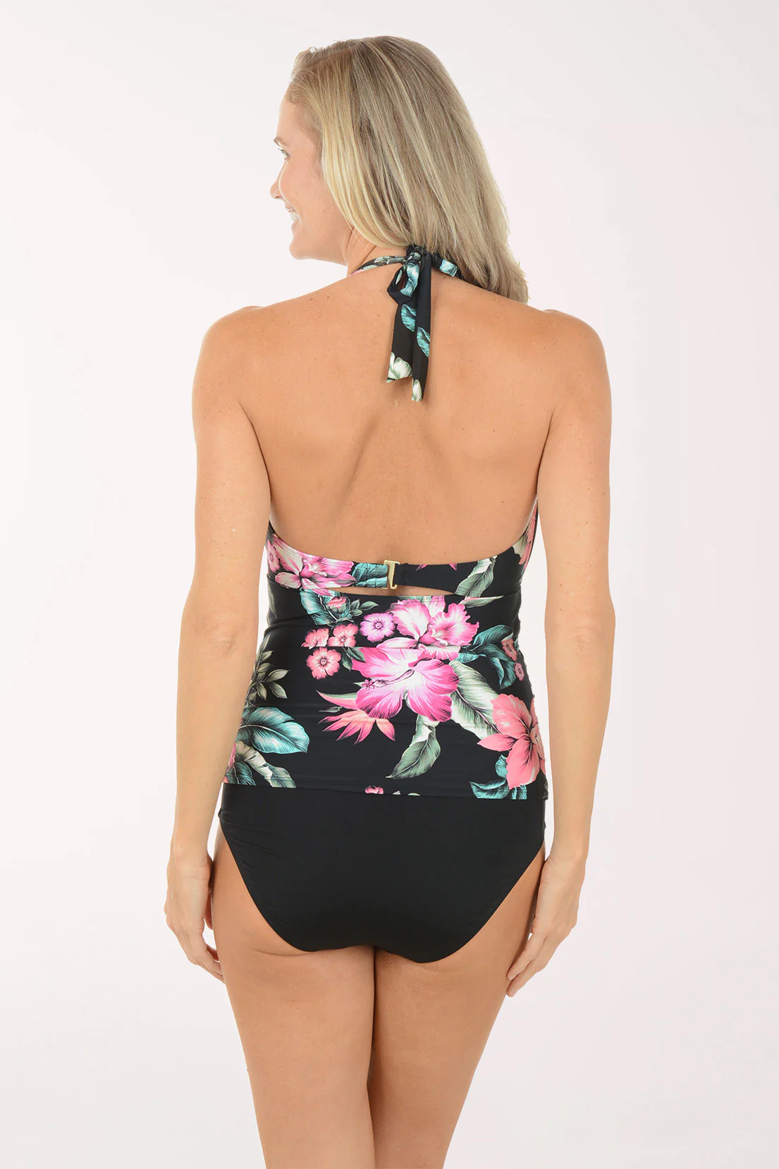 Black Spiced Tropical Halter Tankini Top - Image 4